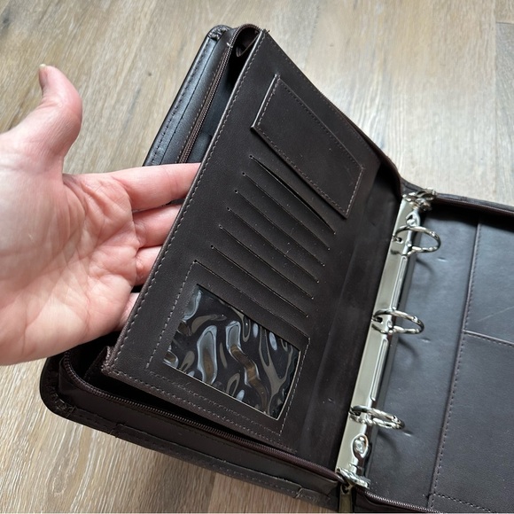 Other - Vintage 90's Planner Case with Zipper 3 Ring Bound Chocolate Brown - 10.5" x 8"